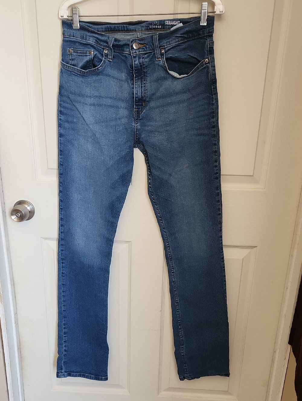 George Straight-Leg Denim Jeans in Medium Blue 32x34